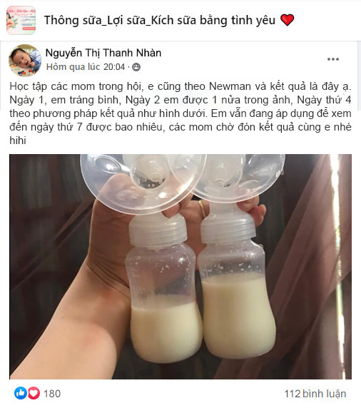 Đánh giá hiệu quả kích sữa theo phương pháp Newman của mom Nhàn